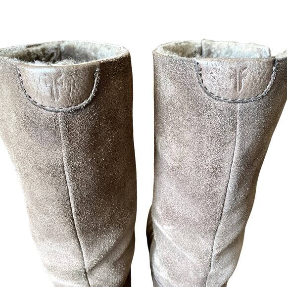FRYE Gemma Shearling Tall Boots Brown Women's 6.5M Shearling Core Modern Rustic - Picture 7 of 13